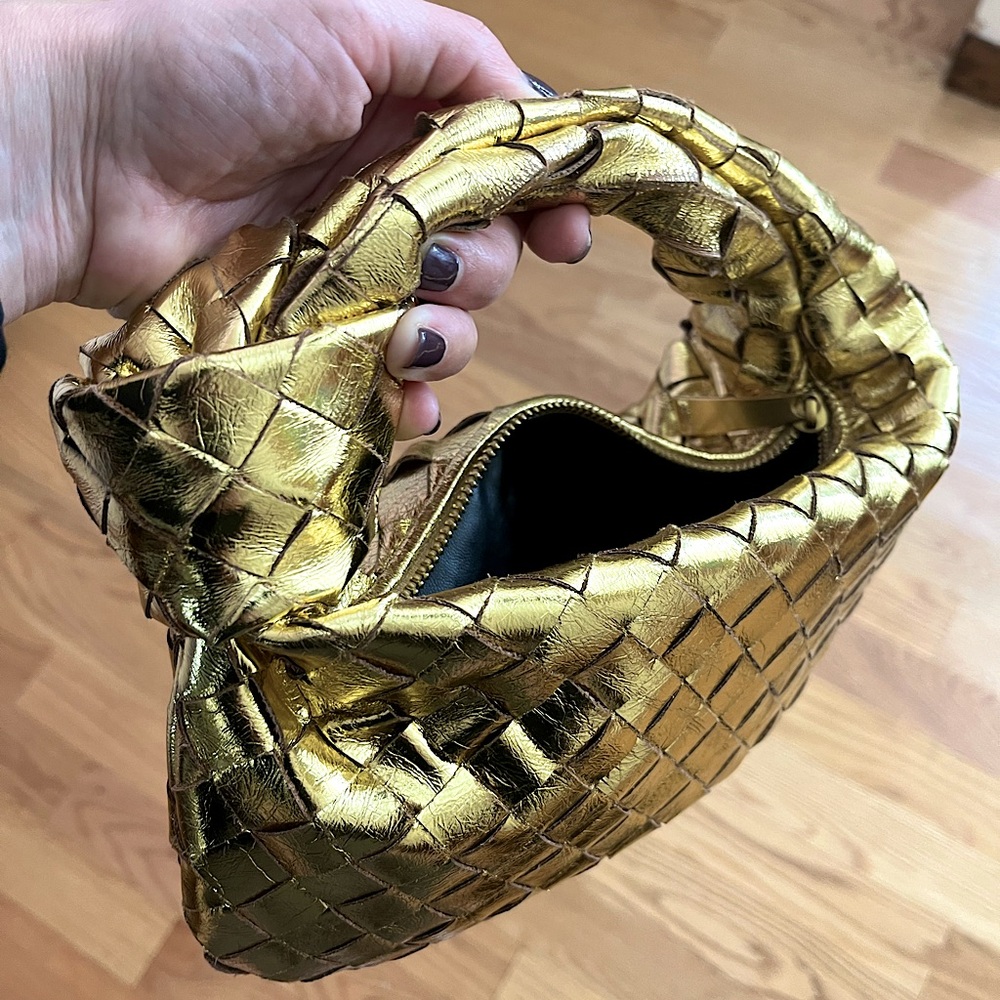 Genuine Leather Gold Metallic Bag